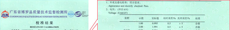 无线电仪器计量证书报告结果页